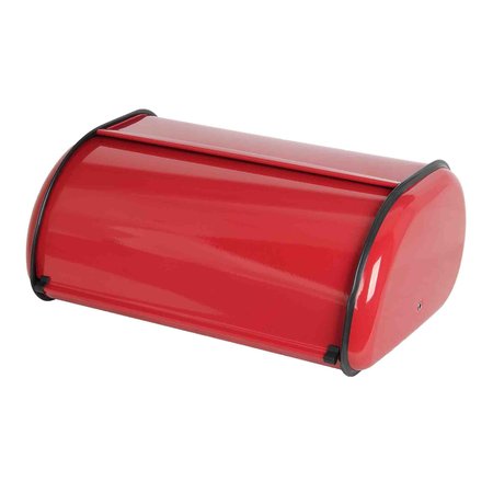 HDS TRADING Roll Top Lid Metal Bread Box, Red ZOR96014